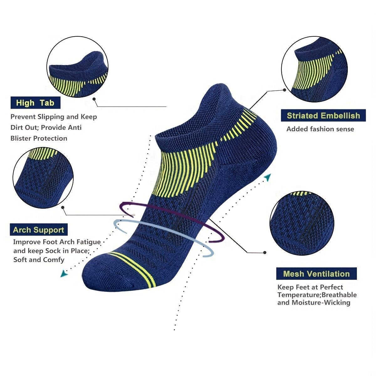 6 Pairs Colorblock Short Socks for Women