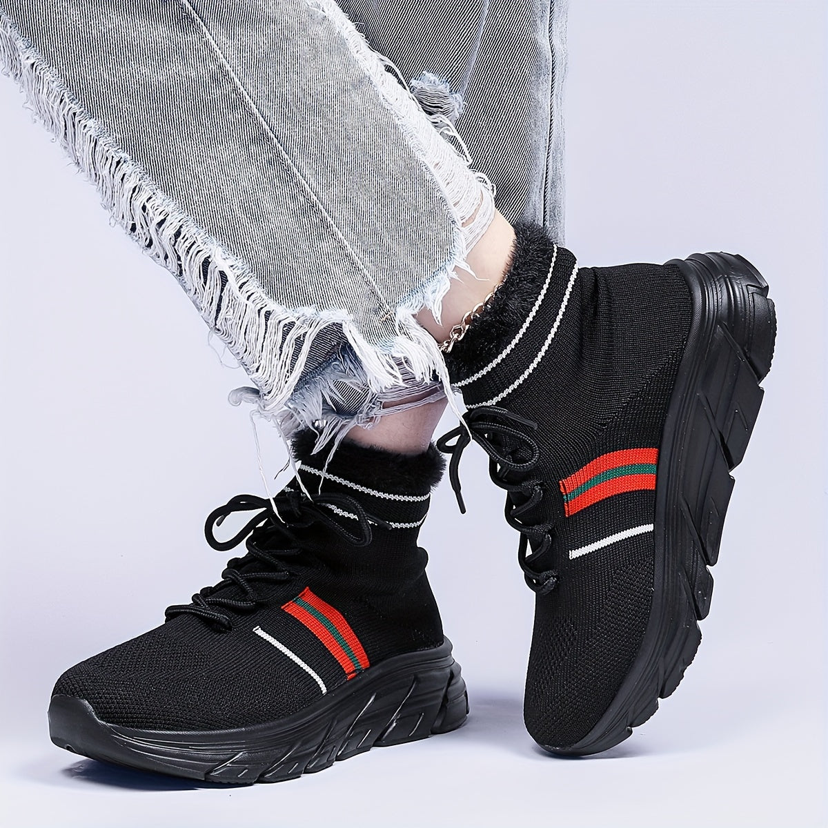 Women's Mesh Winter Sports Sneakers Lightweight Plush Thermal Running Shoes