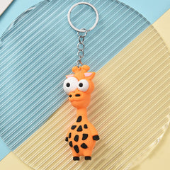 Cartoon Couple Car Keychain PVC Elephant Lion Funny Toy Key Ring