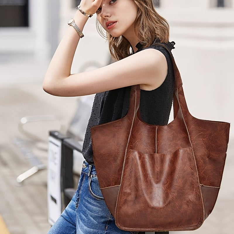 Classic Faux Leather Tote Bag for Women