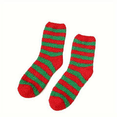 4 Pairs Christmas Print Socks Comfy & Fuzzy Warm Women's Stockings