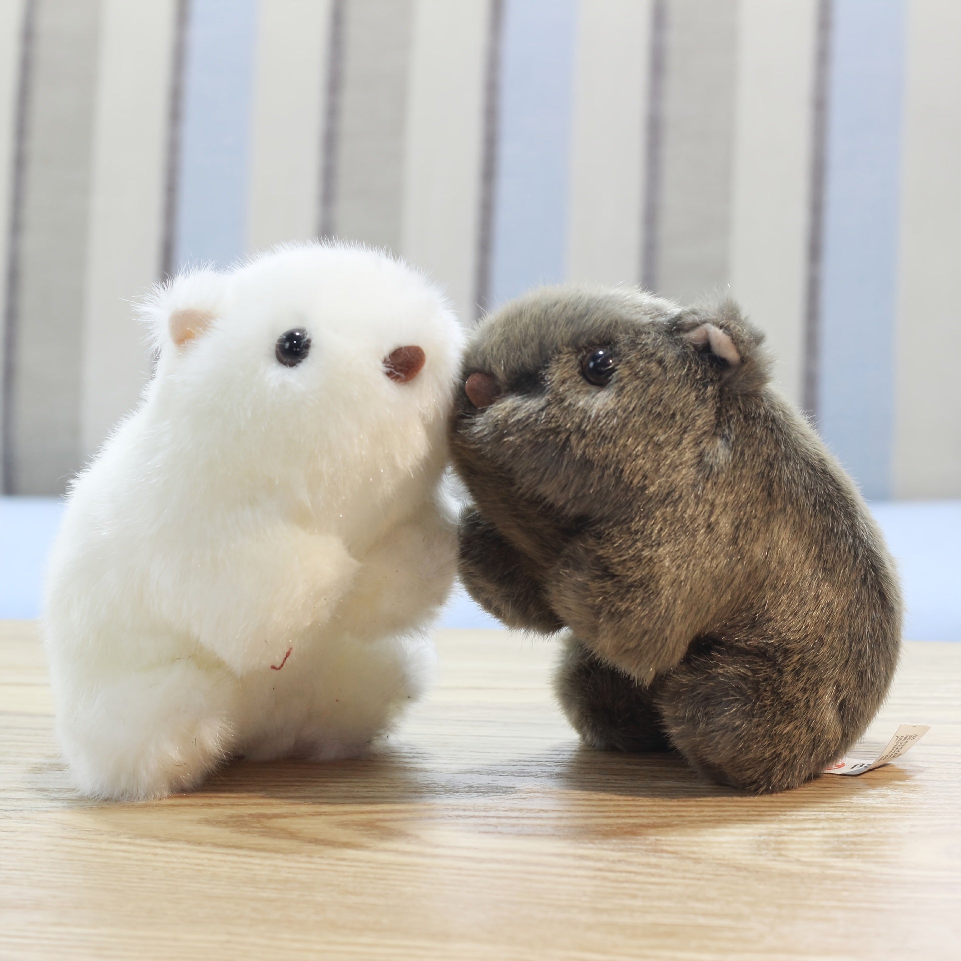 Soft Plush Hamster Toy Gray & Fur with Eyes Gift for Birthdays Holidays