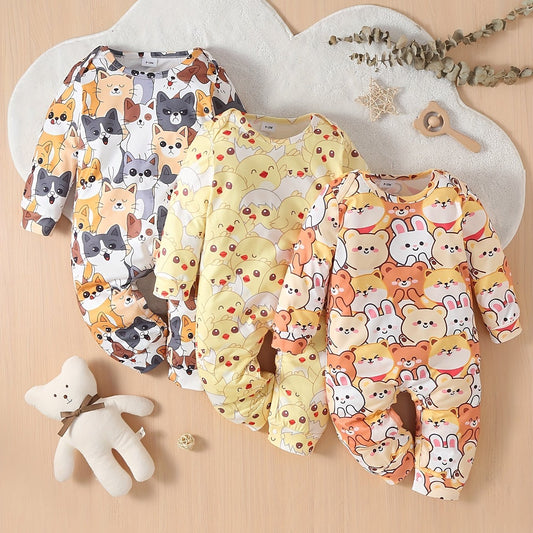 Cartoon Animal Print Jumpsuit for Baby Boys & Girls