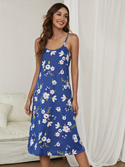 Floral Print Backless Nightdress