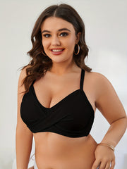  Cross Front V Neck Crisscross Back Bikini Top