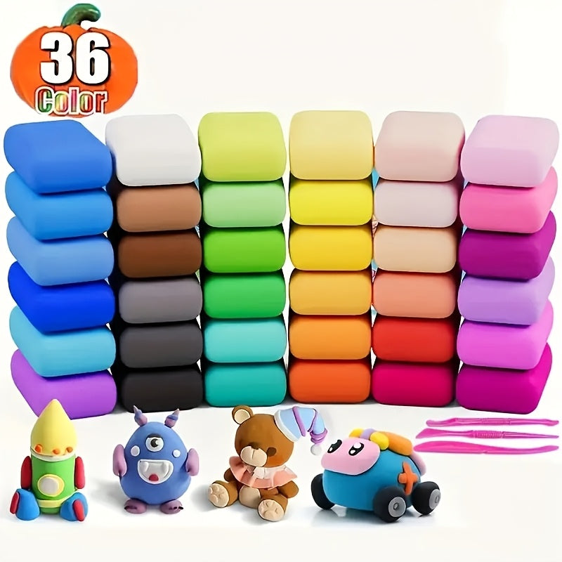 36 Colors Air Dry Clay Set with Sculpting Tools for Halloween Crafts