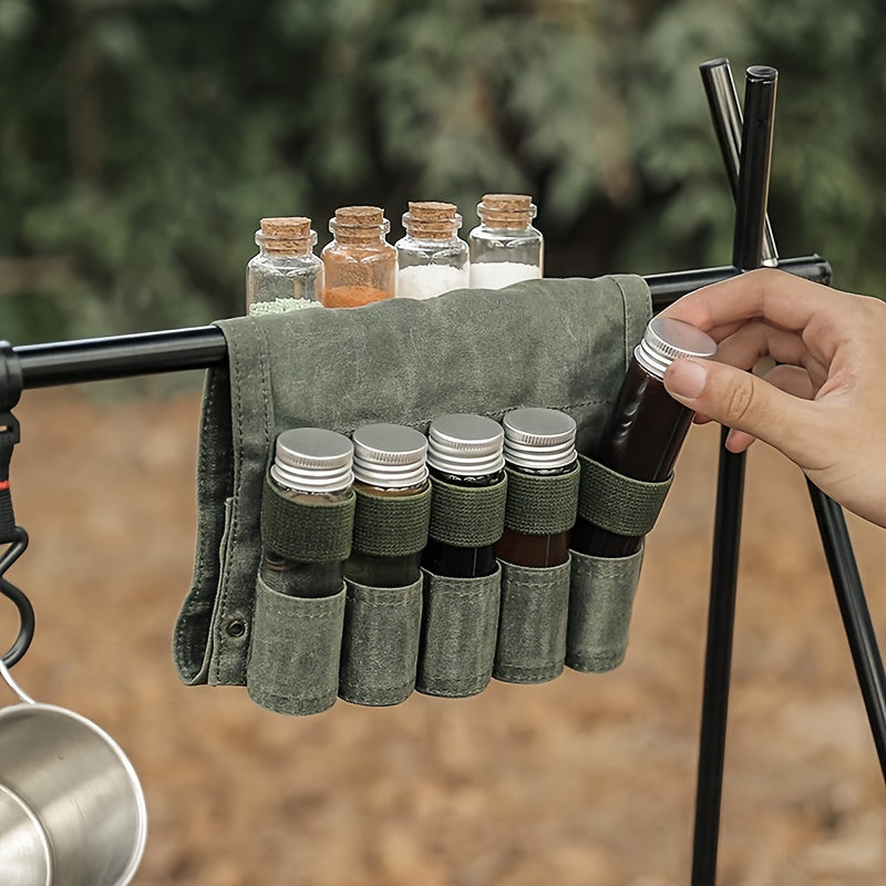 Canvas Waterproof Seasoning Bottle Storage Bag for Camping Hiking