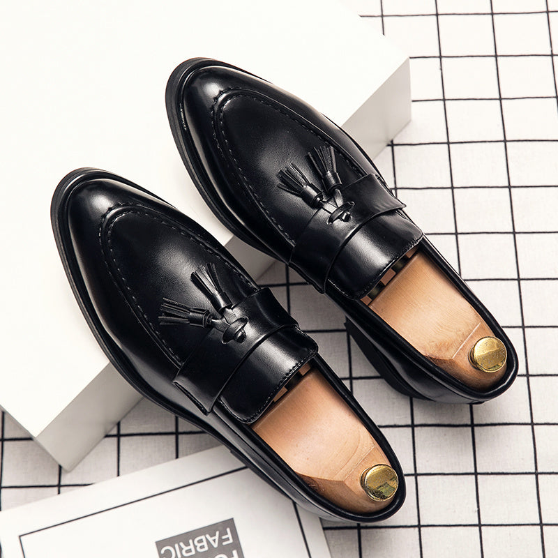Men's Pointed Toe Tassel Loafer Shoes Slip On Dress Shoes