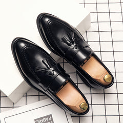 Men's Pointed Toe Tassel Loafer Shoes Slip On Dress Shoes