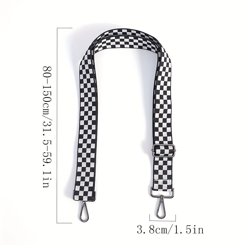 Colorful Check Adjustable Purse Strap Removable Wide Durable Nylon Handbag Belt