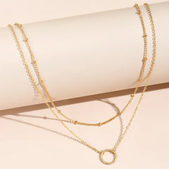 Dainty Chain Necklace for Women - Hollow Round Adjustable Neck Chain