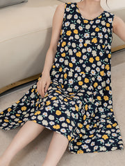 Floral Print NightDress Sleeveless Pajama Dress Women's Sleepwear