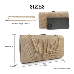 Glitter Evening Bag Clutch Sparkly Handbags Bridal Chain Crossbody Bag
