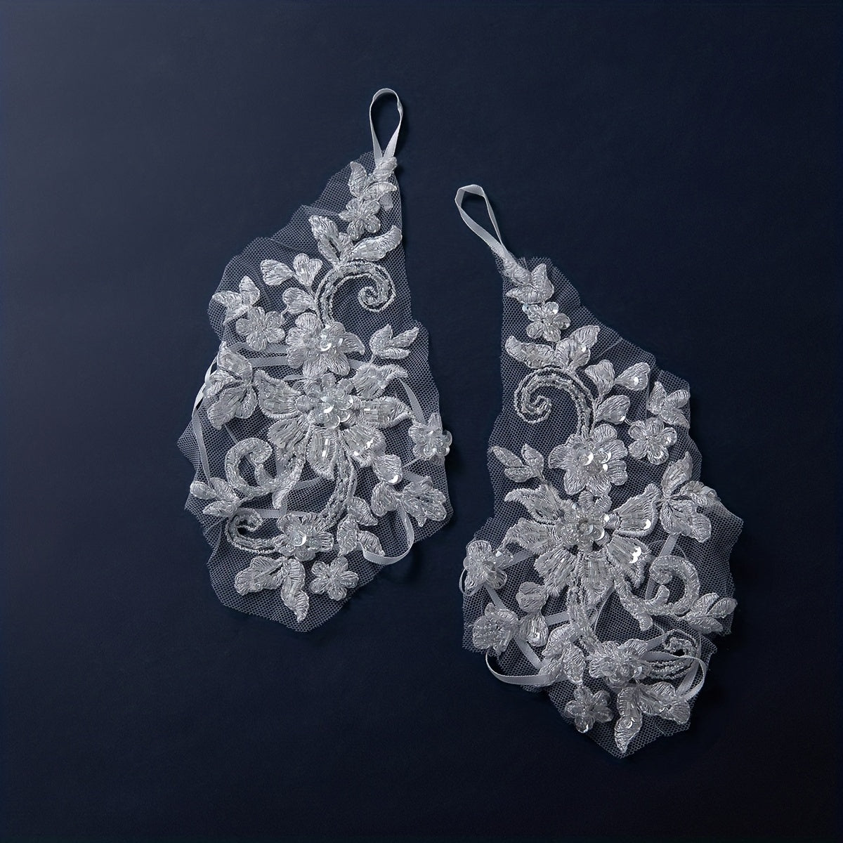 Transparent Lace Gloves Flower Embroidery Fingerless Gloves for Wedding