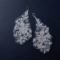 Transparent Lace Gloves Flower Embroidery Fingerless Gloves for Wedding