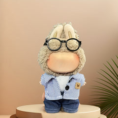 3pcs 6.69in Doll Outfit Set Plaid Hat & Glasses Casual Look