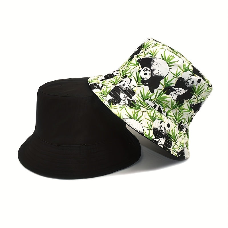 Panda Print Bucket Hat Double Sided Sun Hat