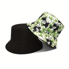 Panda Print Bucket Hat Double Sided Sun Hat
