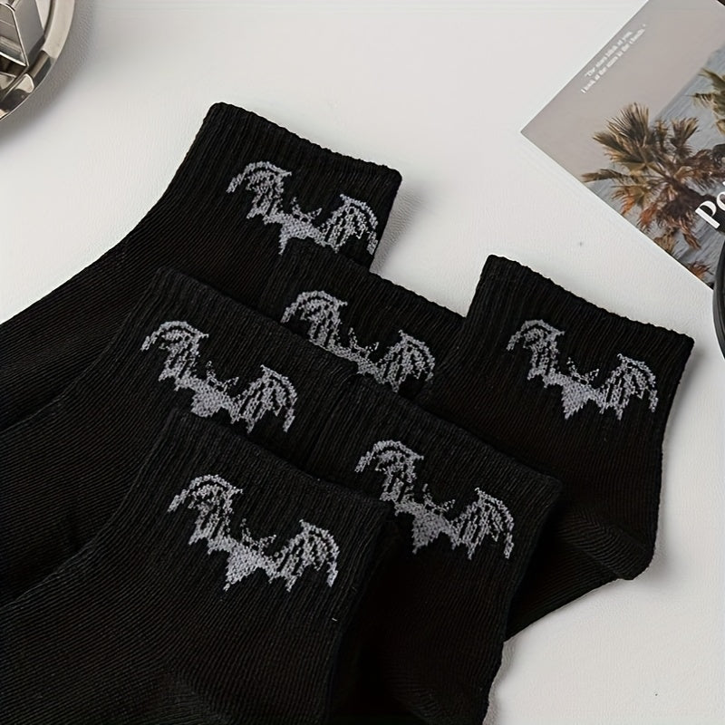 6 Pairs Bat Pattern Socks Halloween Short Socks Women's Stockings