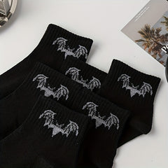 6 Pairs Bat Pattern Socks Halloween Short Socks Women's Stockings