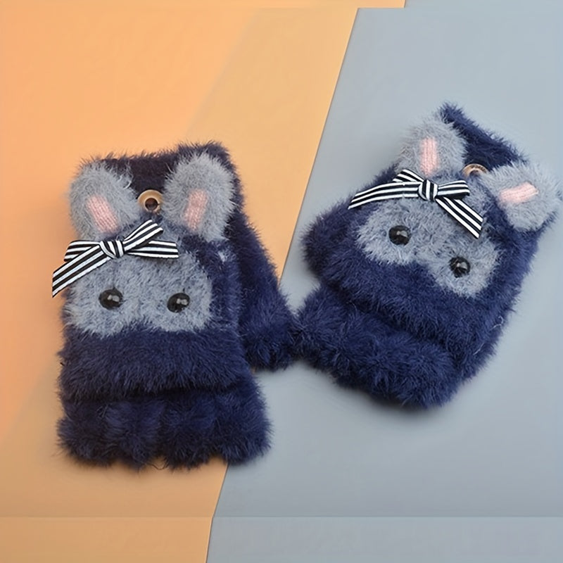 Kids Waterproof Half-finger Warm Gloves 6-15 Years