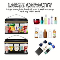 Chenille Letter Clear Makeup Bag Glitter Cosmetic Handbag