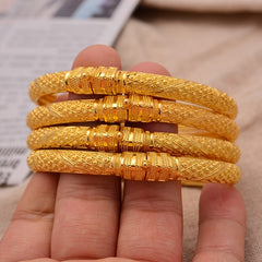 1 Pc Golden Bangle Bracelet 24K Plated Copper Hand Jewelry Decor
