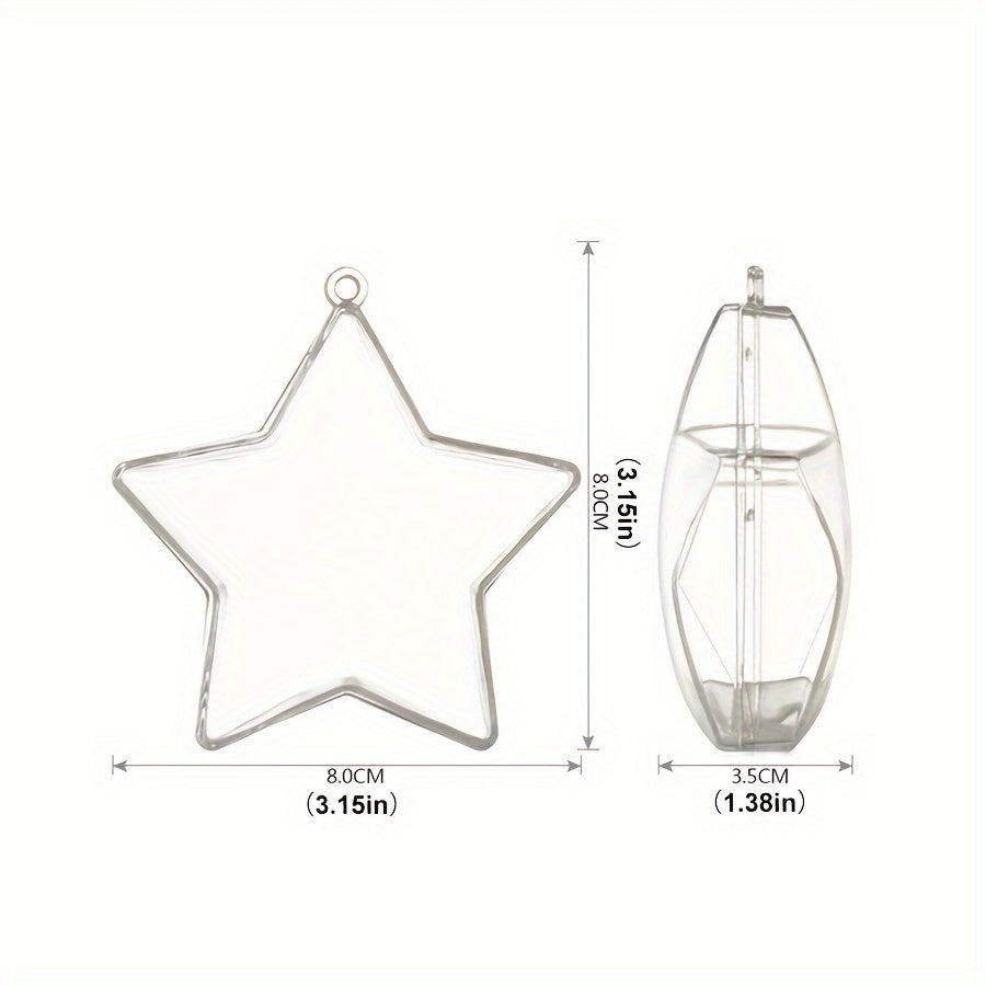 10pcs Transparent Five-pointed Star Plastic Ball Christmas Candy Box
