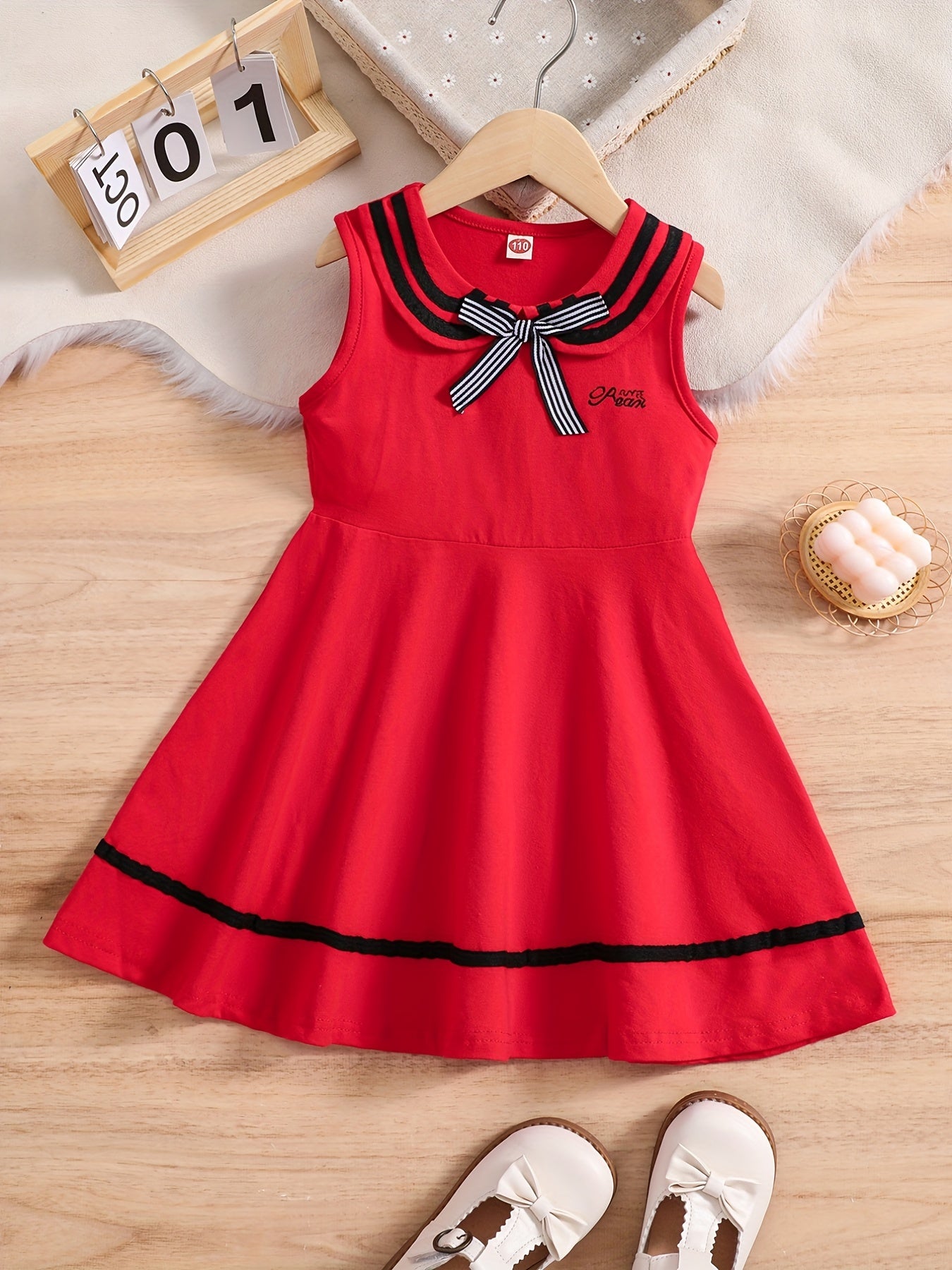 Girls Striped Sleeveless Dress Varsity Style Kids Cotton Dress