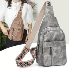 Women's Faux Leather Sling Bag Casual Crossbody Chest Pack