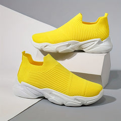 Women's Textured Knitted Socks Shoes Slip On Casual Sneakers