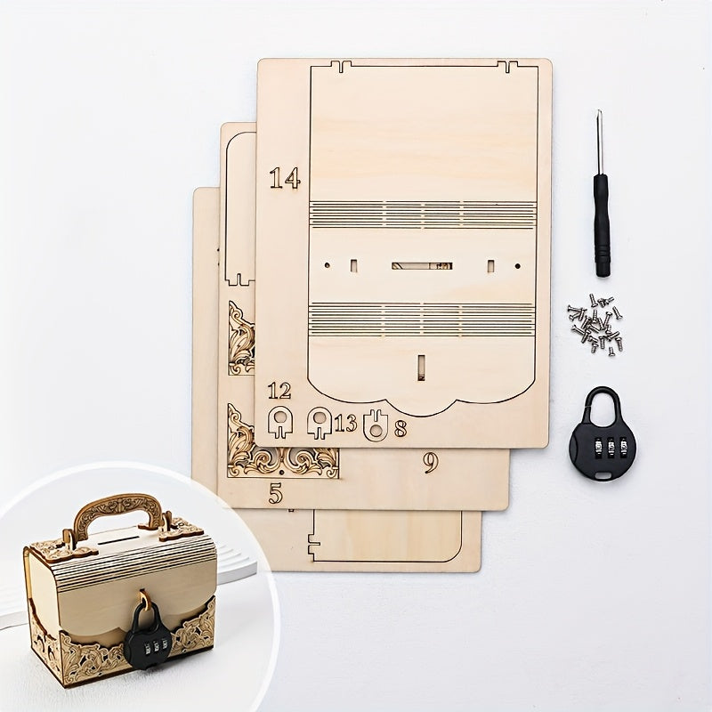 Wooden Puzzle Set Cash Box Toy Puzzle Set Assembly Kit for Home Decoration