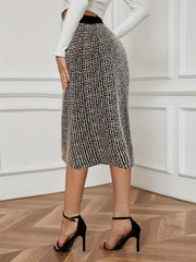 Plaid Print Midi Skirts High Waist Work Office Skirts Women's Clothing