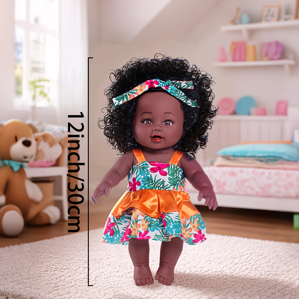 Stylish Reborn Doll with Curly Hair & Floral Dress Realistic Baby Doll