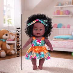 Stylish Reborn Doll with Curly Hair & Floral Dress Realistic Baby Doll