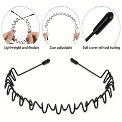 5pcs Elastic Wavy Spring Wave Hair Band Metal Hair Hoop Sport Hair Band
