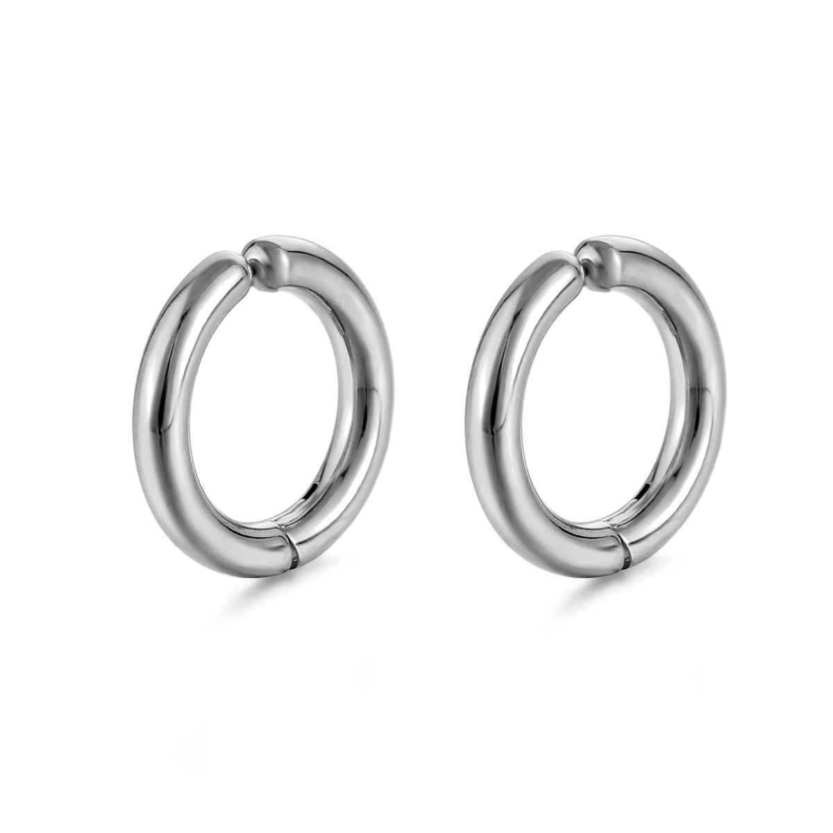 Stainless Steel Smooth Round Clip Earrings for Men