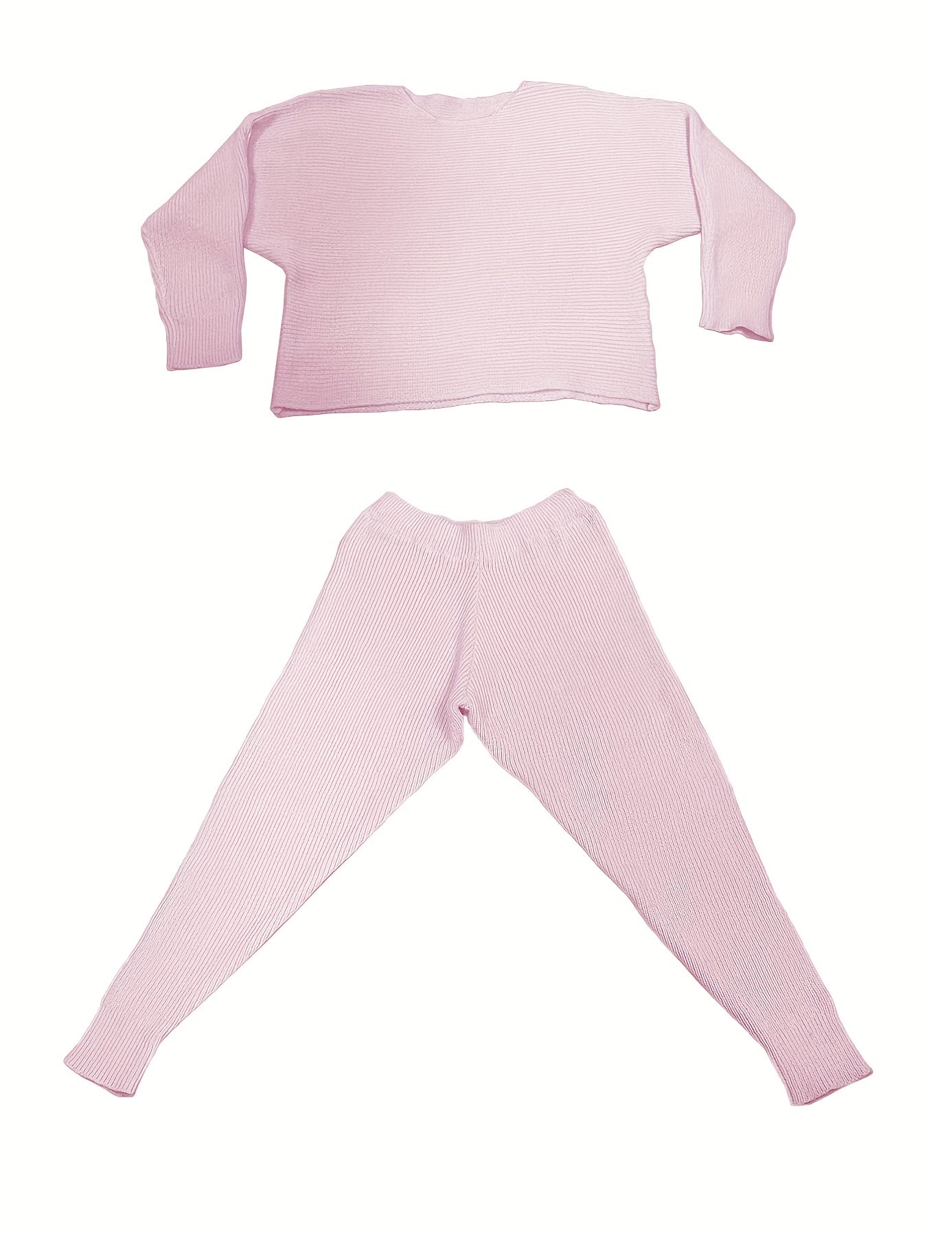  Solid Batwing Sleeve Sweater 2pcs Set