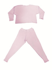  Solid Batwing Sleeve Sweater 2pcs Set