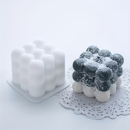 2pcs Multi Bubble Cube Candle Silicone 3D Aromatherapy Gypsum Candle Mold