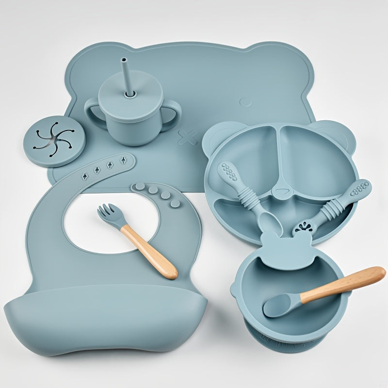 10pcs Silicone Baby Feeding Set for 0-3 Years Old