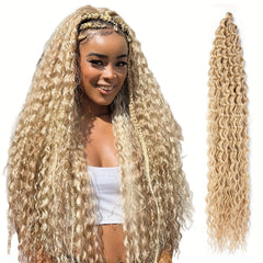 Long Curly Crochet Hair Blonde Wavy Deep Wave 1 Pack
