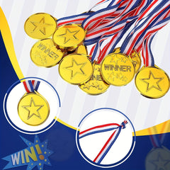 Plastic Winner Award Medals For Kids - Olympic Style Medals With Neck Ribbon