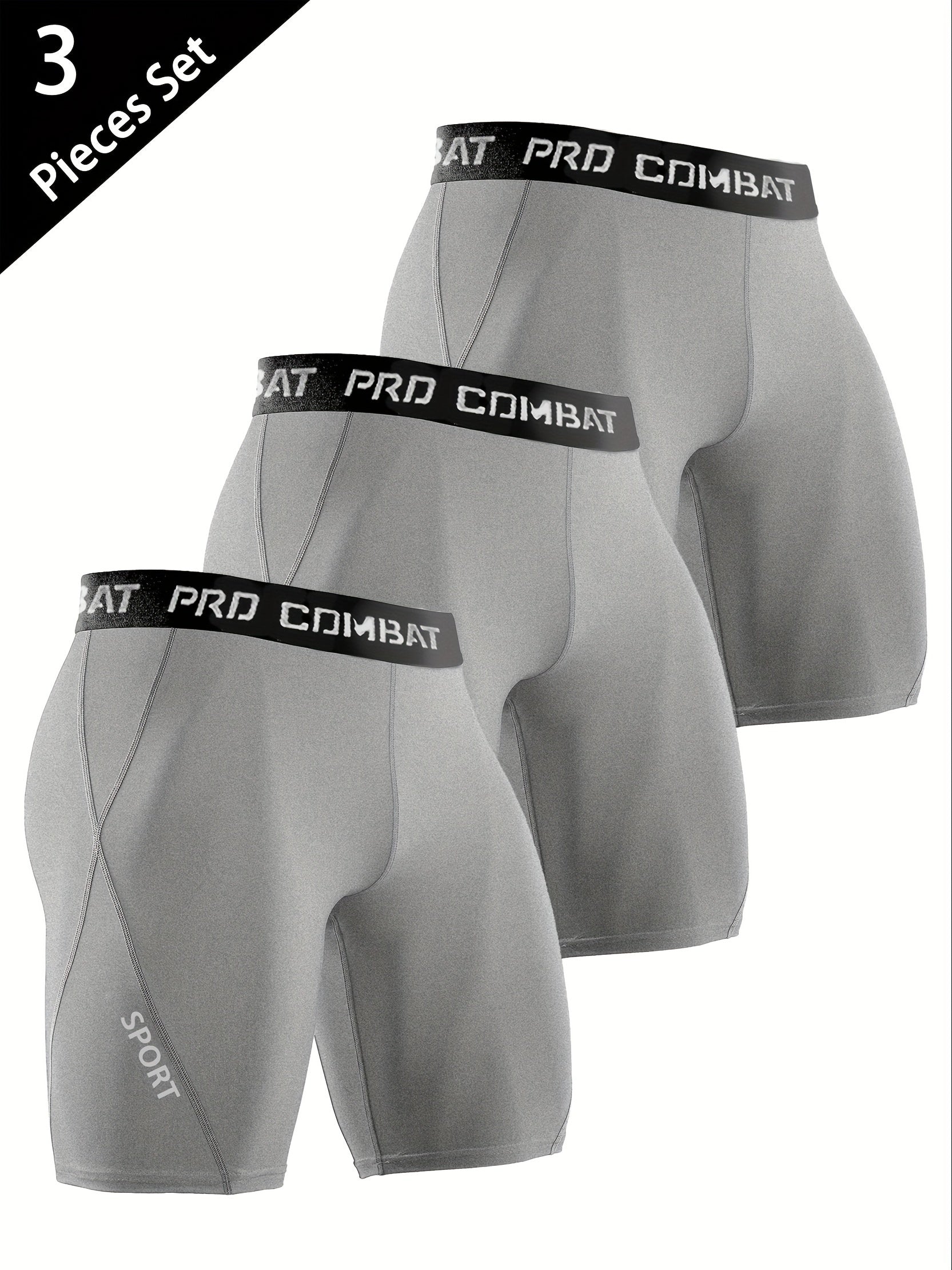 3 Pcs Men's Quick Drying Compression Sports Boxers Shorts
