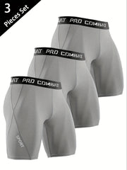 3 Pcs Men's Quick Drying Compression Sports Boxers Shorts