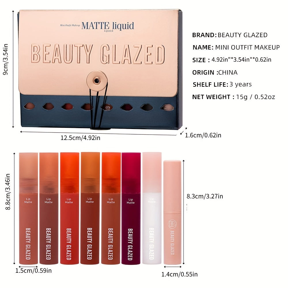 8 Colors Matte & Metallic Lipstick Glaze Set
