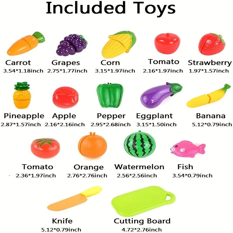 12-Piece Kids Fruit & Vegetable Cutting Set for Pretend Play