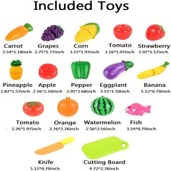 12-Piece Kids Fruit & Vegetable Cutting Set for Pretend Play