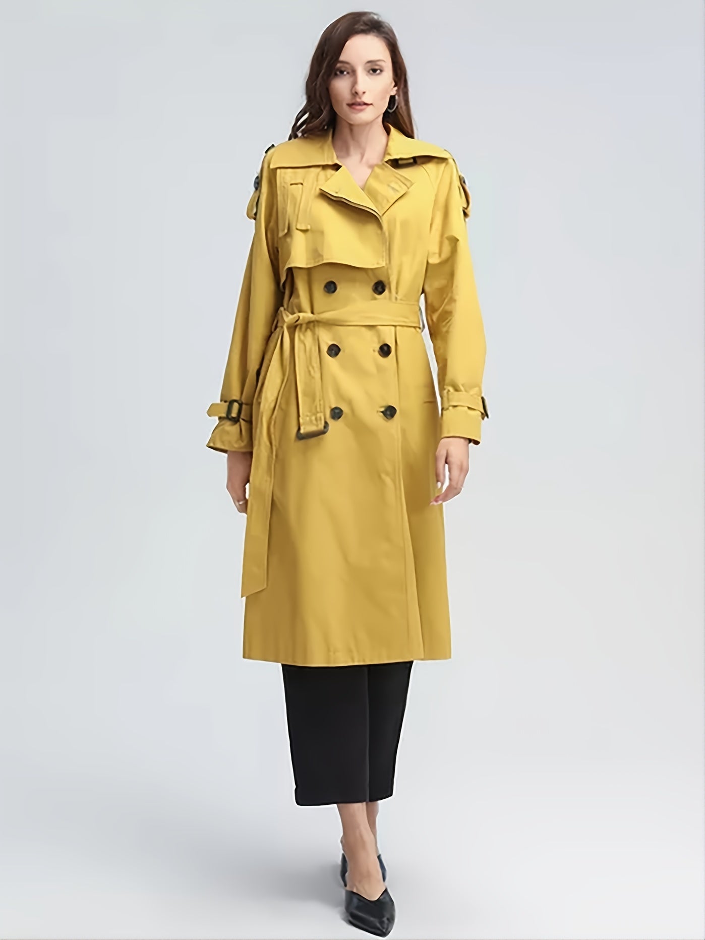 Casual Long Windbreaker Coat Solid Loose Outerwear Women's Clothing