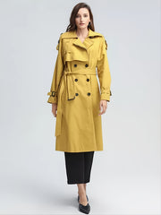 Casual Long Windbreaker Coat Solid Loose Outerwear Women's Clothing
